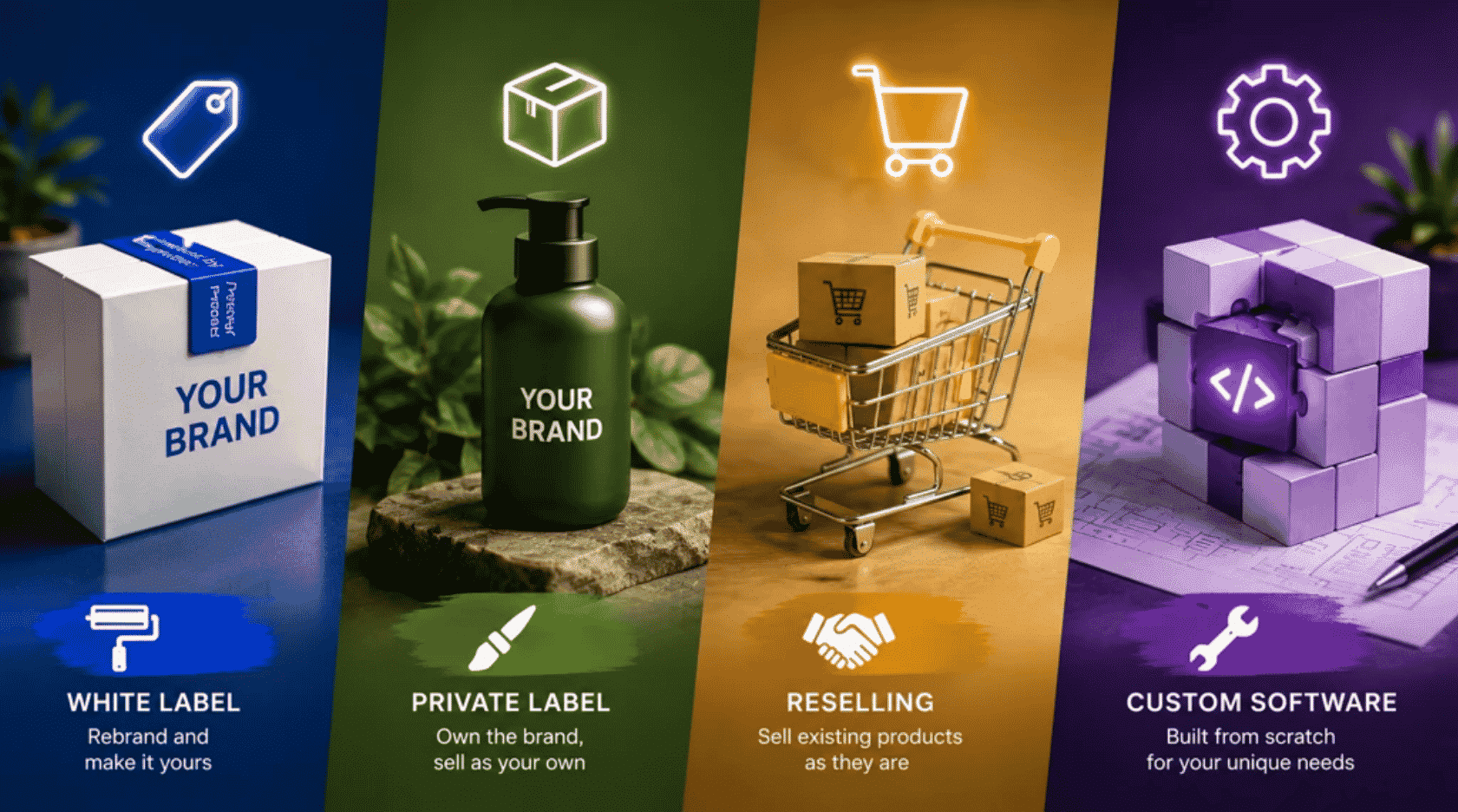White Label vs. Private Label vs. Reselling vs. Custom Software